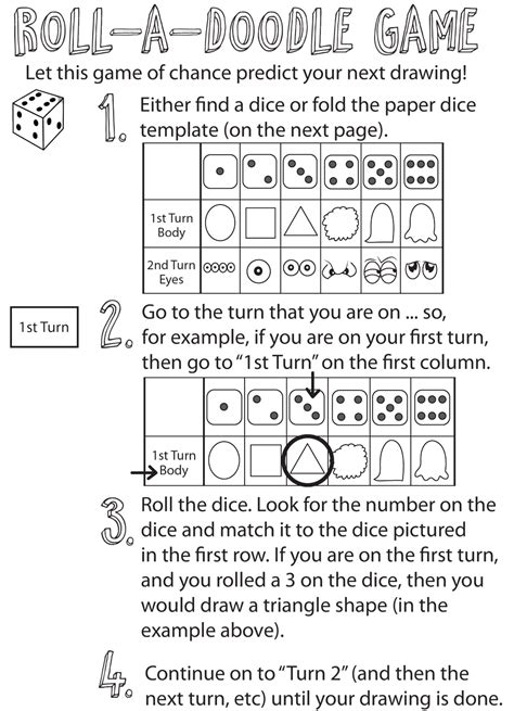 drawing games  kids roll  dice drawing game   draw step
