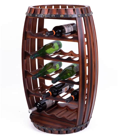 rustic barrel shaped wooden wine rack   bottles walmartcom