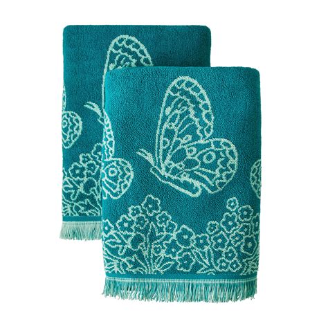 pioneer woman butterfly garden  pack cotton bath towel set teal