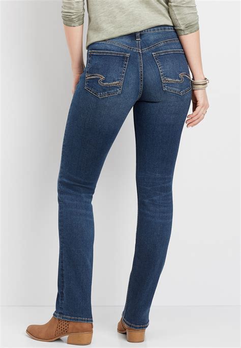 silver jeans  womens avery high rise straight leg jean blue denim