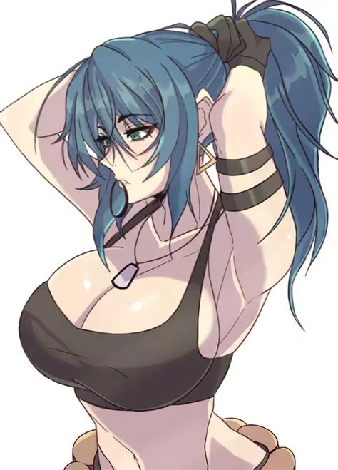 Rule 34 Armband Artist Request Bare Midriff Big Breasts Blue Hair