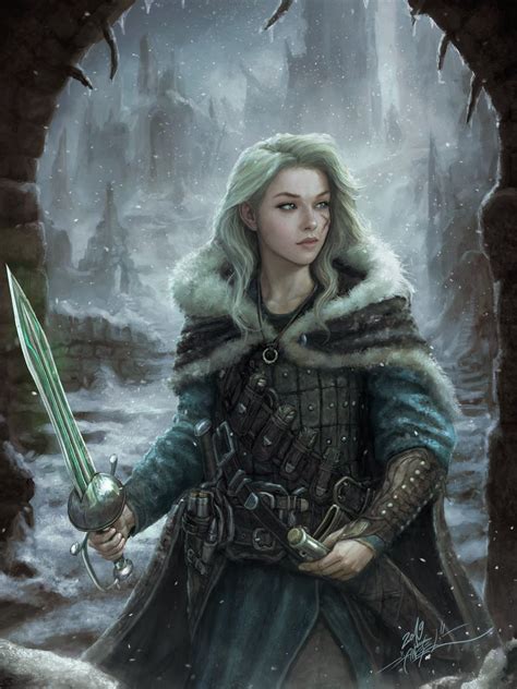 Beautiful Girl With Sword Fantasy Fanart [artist Thefirstangel