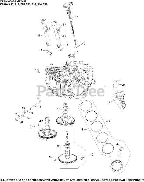 kohler kt  kohler  series engine   excel hp kw crankcase group