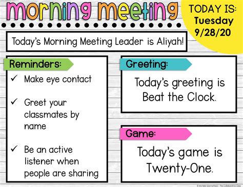 morning meeting blueprint  upper elementary teachers