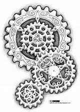 Steampunk Gears Tattoo Drawing Cogs Tattoos Gear Designs Ink Drawings Doodles Punk Clock Steam Patterns Got Part Make Coloring Nice sketch template