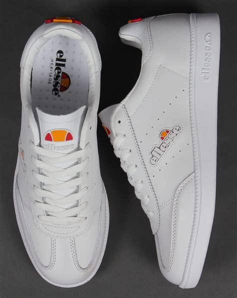 Ellesse Napoli Trainers White Leather Tennis Low Shoes