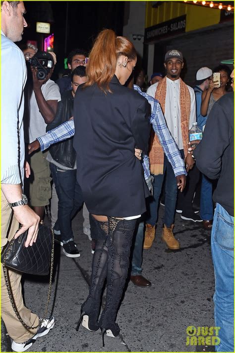 rihanna wears thigh high boots with over sized suit coat photo 3412633