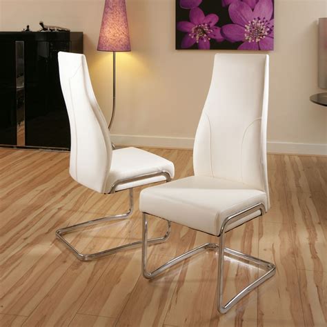 dining chairs set   white faux leather modern high   display