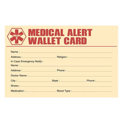 printable emergency medical card  printable riset