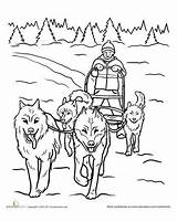 Coloring Dog Sled Pages Dogs Worksheets Sledding Team Education Teamwork Snow Adult Color Winter Colouring Drawing Worksheet Husky Iditarod Pattern sketch template