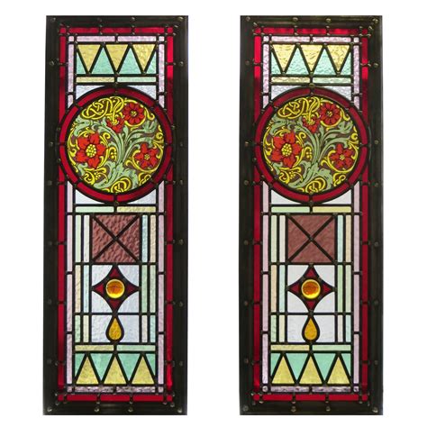 Intricate Art Deco Stained Glass Panels From Period Home