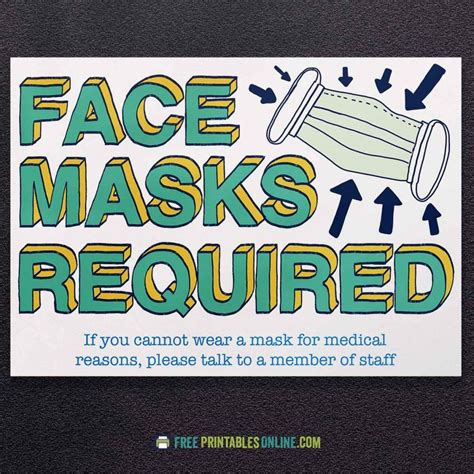 printable face masks required sign  printables  face mask