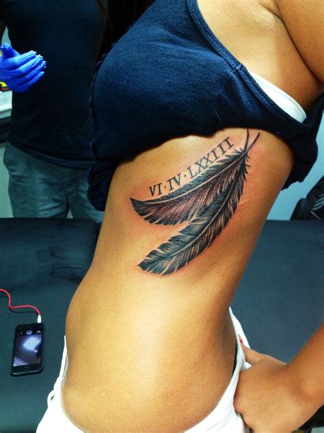 Love The Two Feathers Together Feather Rib Tattoos Feather Tattoo
