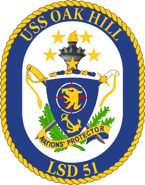 Dock Landing Ship Uss Oak Hill Lsd 51 Coat Of Arms Crest Of Dock