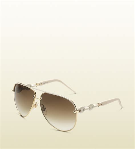 Lyst Gucci Womens White Aviator Sunglasses In White