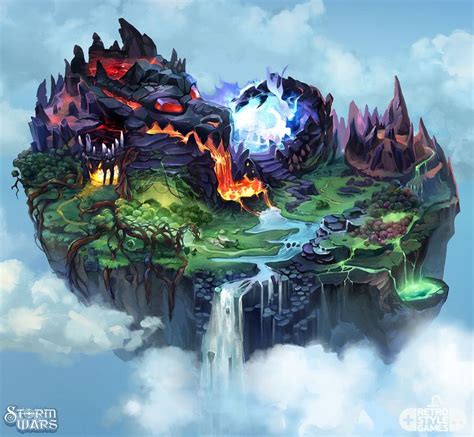 storm wars flying dragon island  map dariia anfalova fantasy art