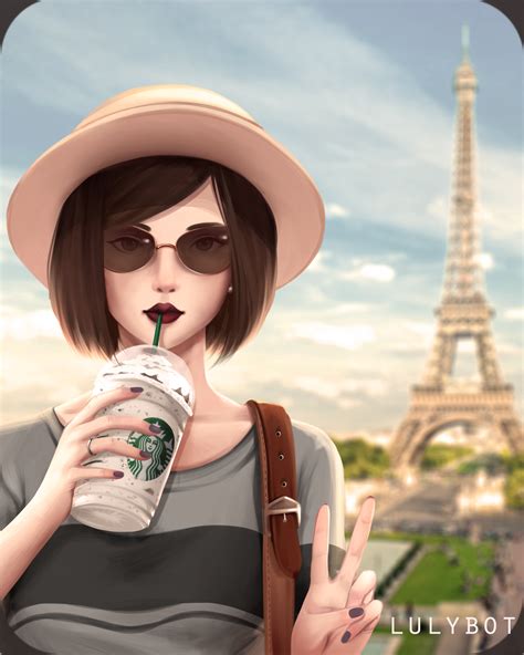 Lulybot Original Starbucks Absurdres Highres 1girl Artist Name