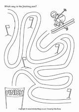 Maze Ski Winter Kids Crafts Olympic Olympics Coloring Sports Pages Puzzles Worksheet Recipes Preschool Mazes Printables Will Activities Games Tracing sketch template