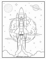 Weltraum Raumschiff Malvorlage Shuttle Raumschiffe Pesawat Mewarnai sketch template