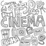 Cinema Doodles Film Movie Vector Freepik Premium sketch template