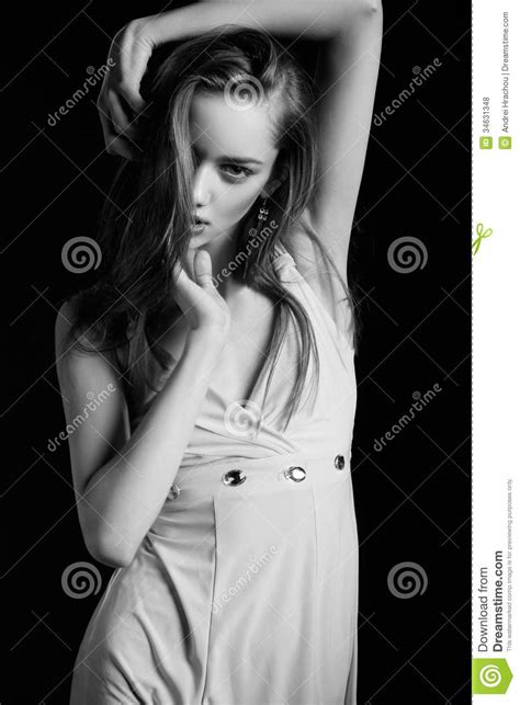 Attractive Woman In Black And White Royalty Free Stock