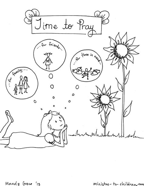 time  pray coloring page  children ministry  children