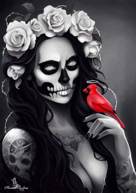 Pin By Zaneta On Skull Skull Girl Tattoo Sugar Skull Artwork