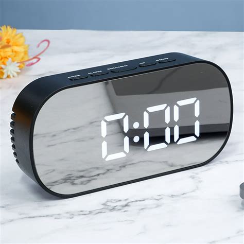led digital alarm clock home mirror led electronic clock bedside alarm temperature display
