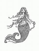 Coloring Pages Mermaid Adult Water Popular Adults sketch template