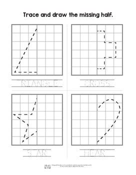shapes symmetry worksheets  versions symmetry activities