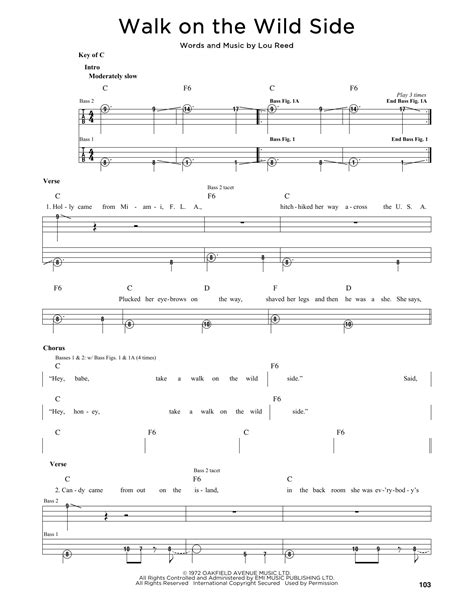 Lou Reed Walk On The Wild Side Sheet Music Notes Download Printable