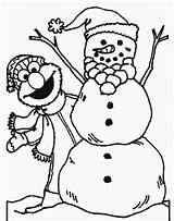 Coloring Elmo Snowman Hiding Behind Netart Pages sketch template