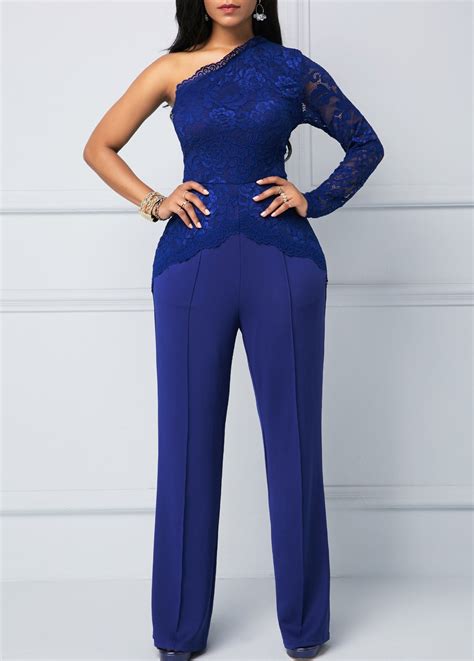 royal blue  sleeve lace panel jumpsuit royal blue jumpsuits blue jumpsuits outfit blue