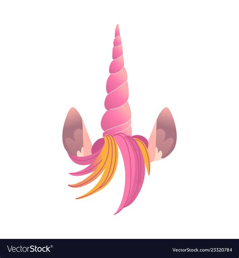 unicorn pink horn  hair  ears royalty  vector