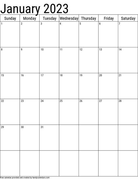 january  vertical calendar handy calendars