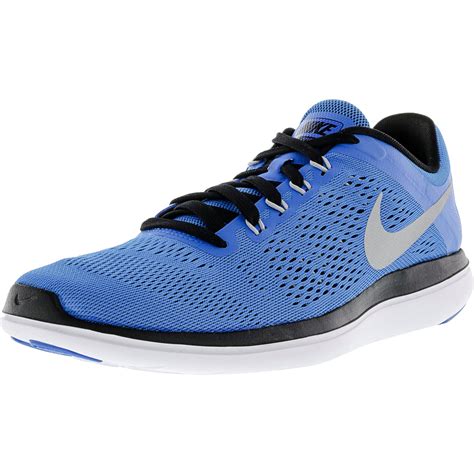 nike nike mens flex  rn photo blue metallic silver ankle high running shoe