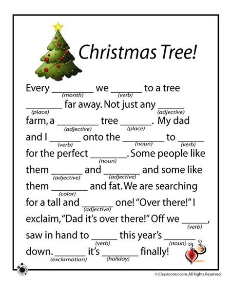 christmas mad libs christmas mad libs christmas tree classroom jr