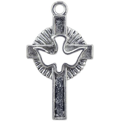 jewelry charm holy spirit cross xmm pewter ant silver plated