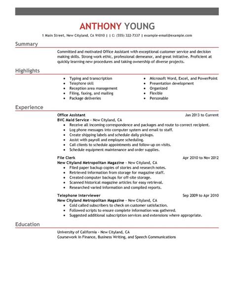 office assistant resume examples    today myperfectresume