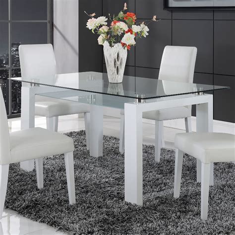 global furniture frosted glass dining table  white legs xx