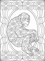 Coloring Pages Trippy Monkey Adults Dover Color Difficult Adult Colouring Book Psychedelic Printable Grown Ups Chimp Print Kids Animals Animal sketch template