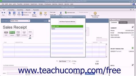 quickbooks pro  tutorial creating  sales receipt intuit training