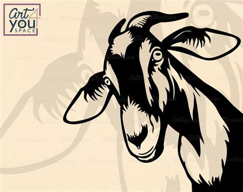 Goat Svg Png Dxf Vector Cricut Billy Goat Head Clipart Livestock