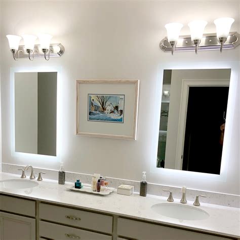 side lighted led bathroom vanity mirror    rectangular