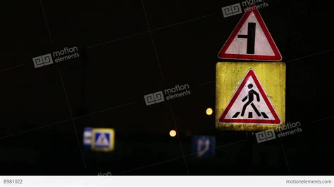 road signs  night stock video footage