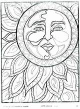 Coloring Pages Summer Printable Adults Hippie Sun Print Moon Adult Trippy Sheets Color Fun Mandala Space Colouring Book Drawing Clipart sketch template