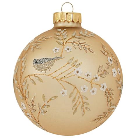 Gold Glass Ornament With Bird And Branch Design 12 99 Christmas