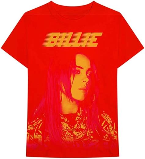 bravado billie eilish camiseta de algodao unissex  estampa de retrato laranja vermelho