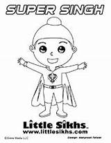 Super Singh Little Coloring Pages Sikhs sketch template