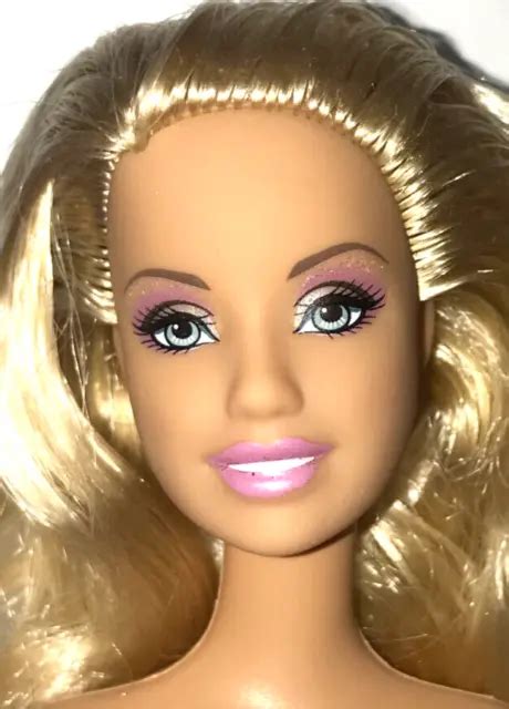 Nude Barbie Open Mouth Glittery Eyeshadow Blonde Belly Button Doll For